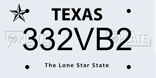 332VB2 Texas License Plate