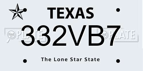 332VB7 Texas License Plate