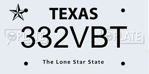 332VBT Texas License Plate