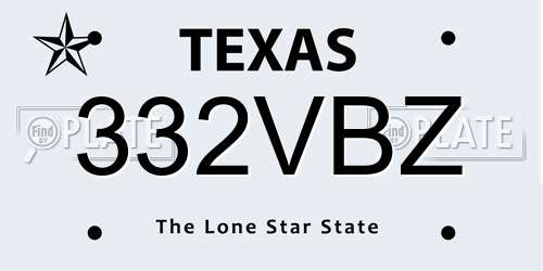 332VBZ Texas License Plate