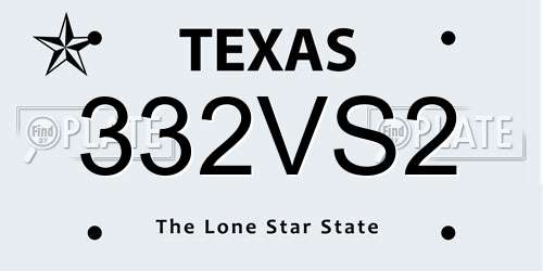 332VS2 Texas License Plate