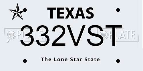 332VST Texas License Plate