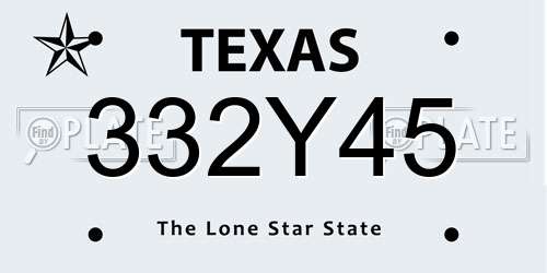 332Y45 Texas License Plate