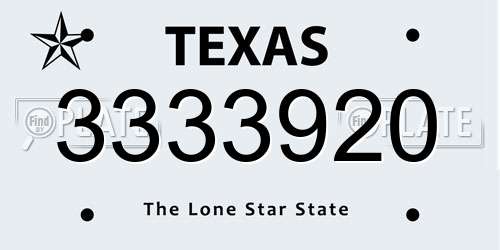 3333920 Texas License Plate