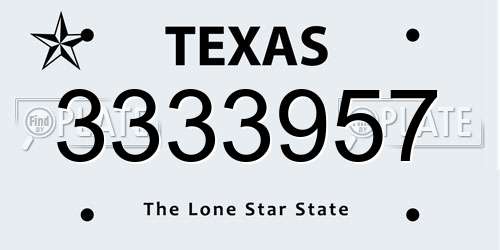 3333957 Texas License Plate