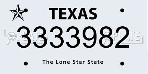 3333982 Texas License Plate