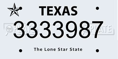 3333987 Texas License Plate
