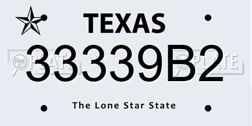 33339B2 Texas License Plate