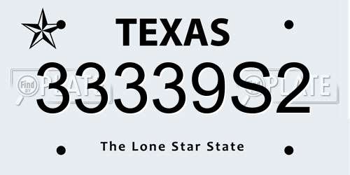 33339S2 Texas License Plate