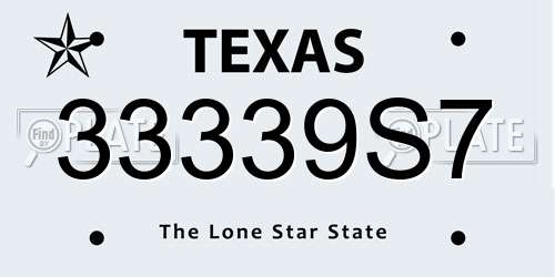 33339S7 Texas License Plate