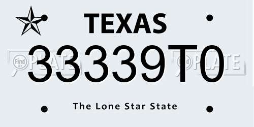 33339T0 Texas License Plate