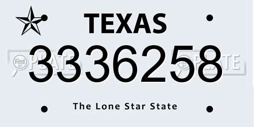 3336258 Texas License Plate