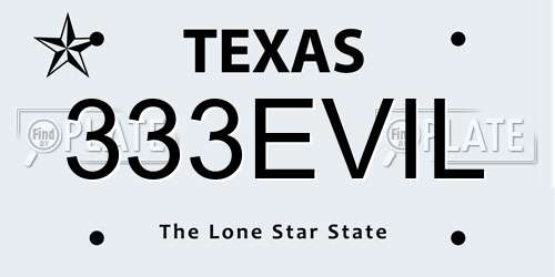 333EVIL Texas License Plate