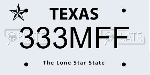 333MFF Texas License Plate