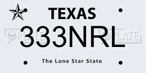 333NRL Texas License Plate