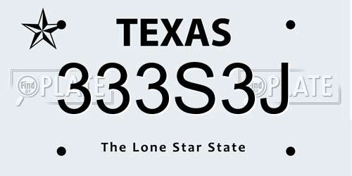 333S3J Texas License Plate