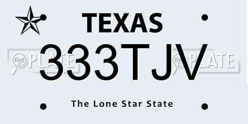 333TJV Texas License Plate