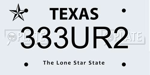 333UR2 Texas License Plate
