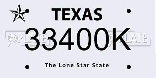 33400K Texas License Plate