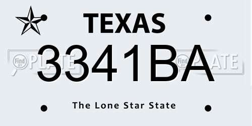 3341BA Texas License Plate