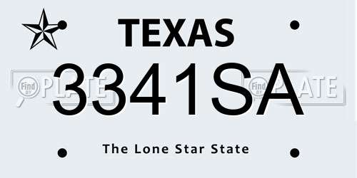 3341SA Texas License Plate