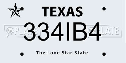 334IB4 Texas License Plate