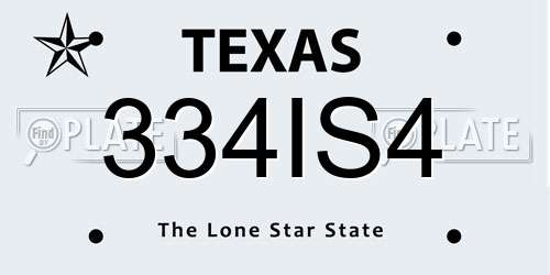 334IS4 Texas License Plate