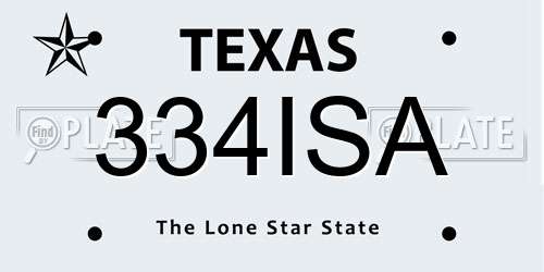 334ISA Texas License Plate