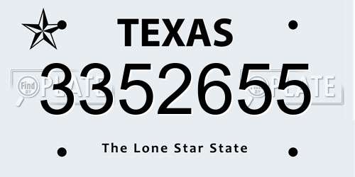 3352655 Texas License Plate