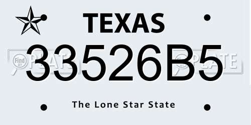 33526B5 Texas License Plate