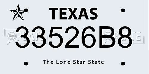 33526B8 Texas License Plate