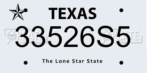 33526S5 Texas License Plate