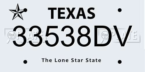33538DV Texas License Plate