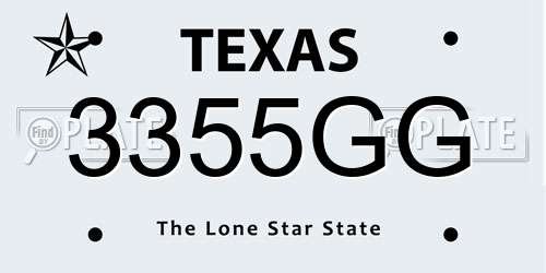 3355GG Texas License Plate