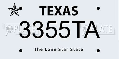 3355TA Texas License Plate