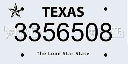 3356508 Texas License Plate