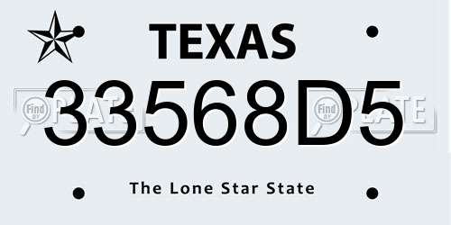 33568D5 Texas License Plate