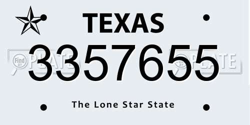 3357655 Texas License Plate