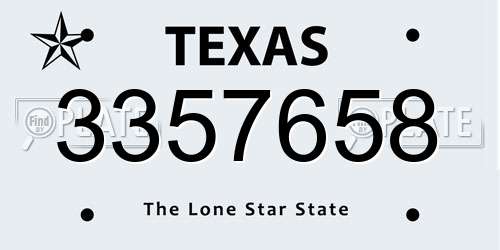 3357658 Texas License Plate