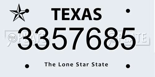 3357685 Texas License Plate