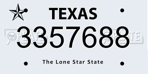 3357688 Texas License Plate