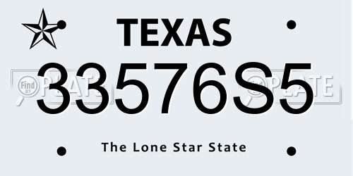 33576S5 Texas License Plate