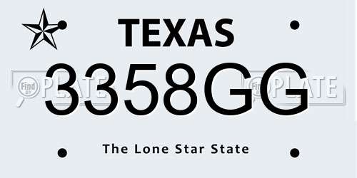 3358GG Texas License Plate