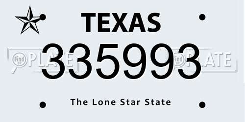 335993 Texas License Plate