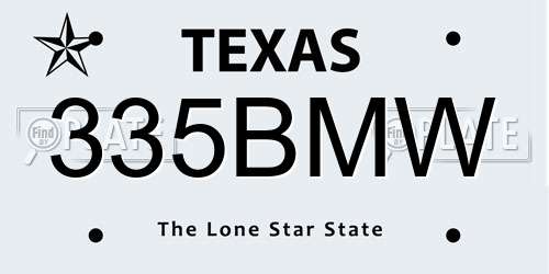 335BMW Texas License Plate