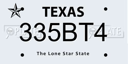 335BT4 Texas License Plate