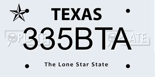 335BTA Texas License Plate