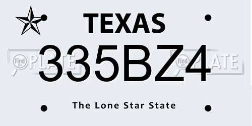 335BZ4 Texas License Plate