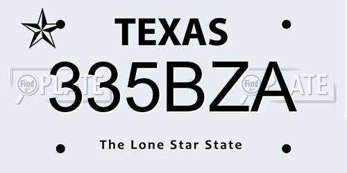 335BZA Texas License Plate