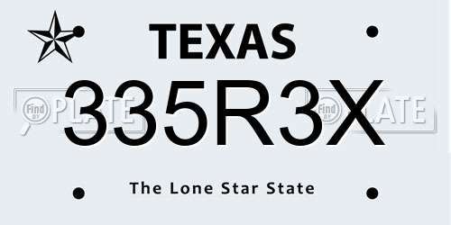 335R3X Texas License Plate